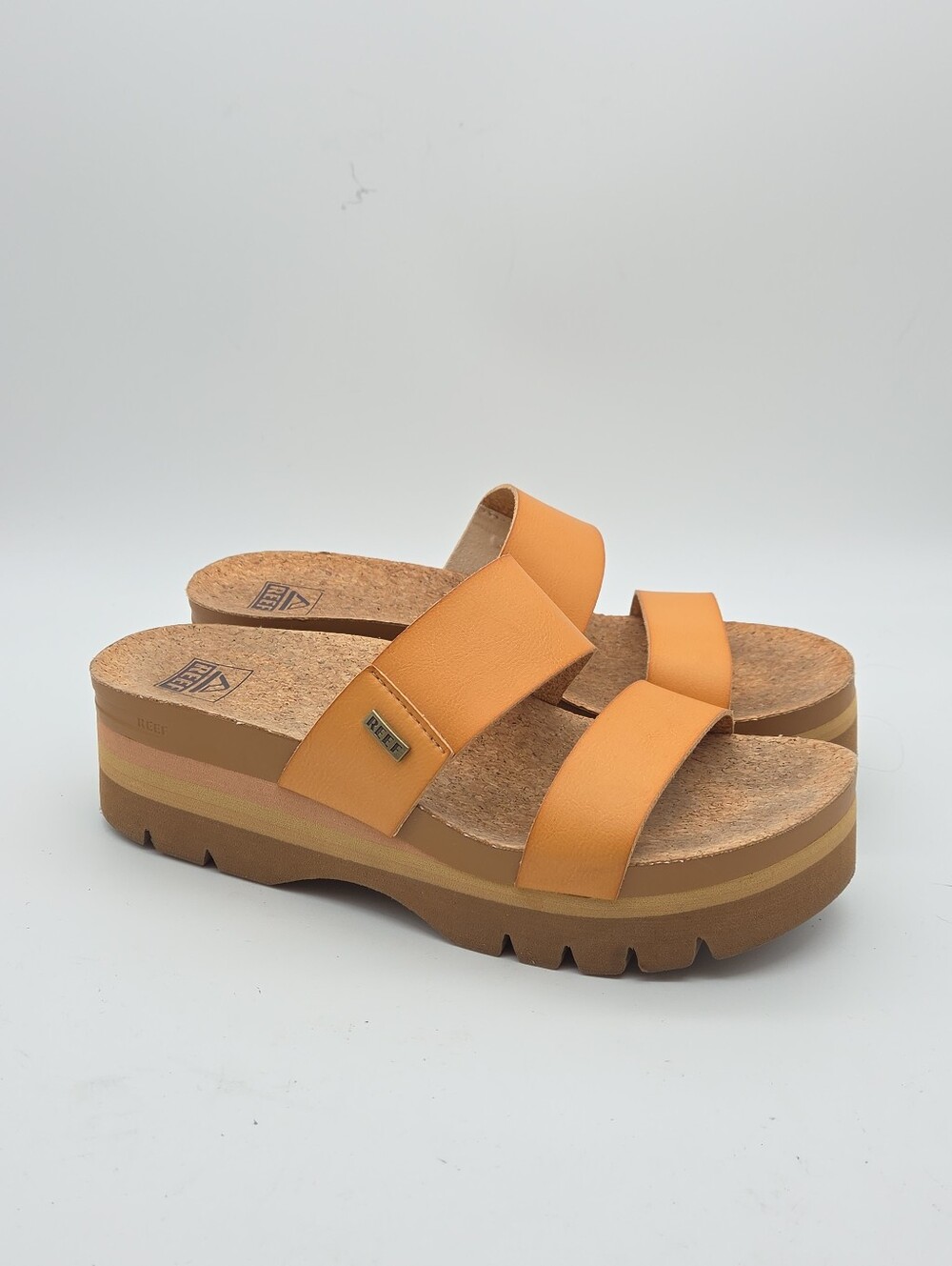 Reef Cushion Vista Hi Platform Sandals Tan Brown Size 10